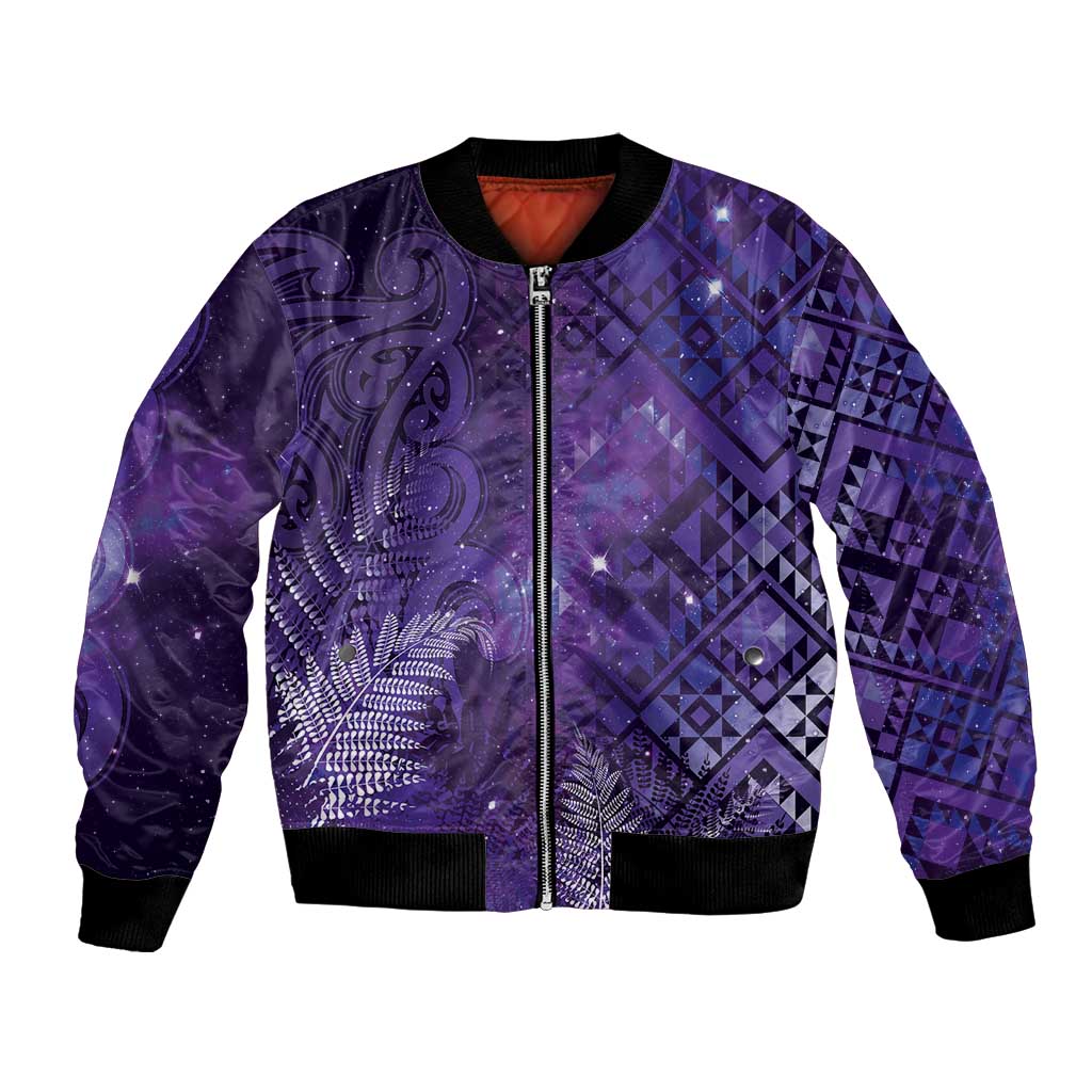 Aotearoa Taniko Matariki Bomber Jacket Cosmic Violet