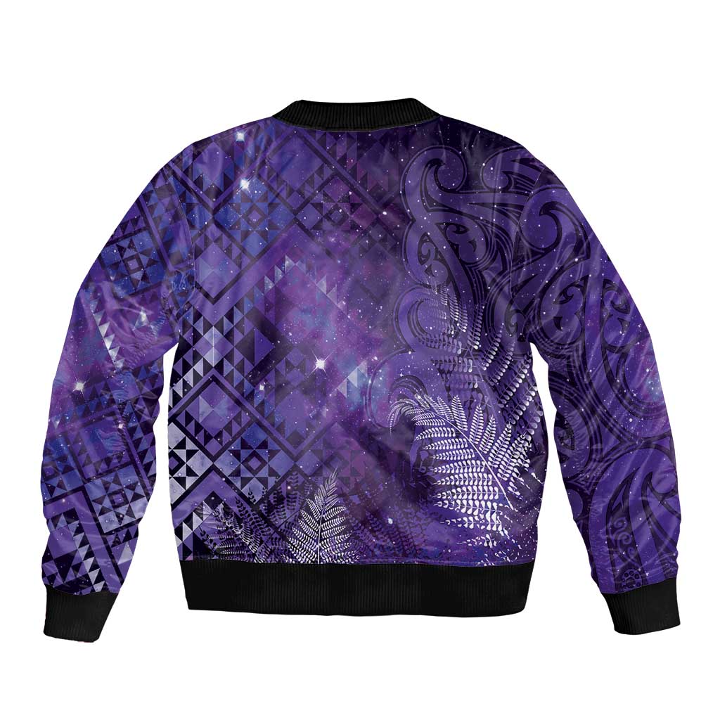 Aotearoa Taniko Matariki Bomber Jacket Cosmic Violet
