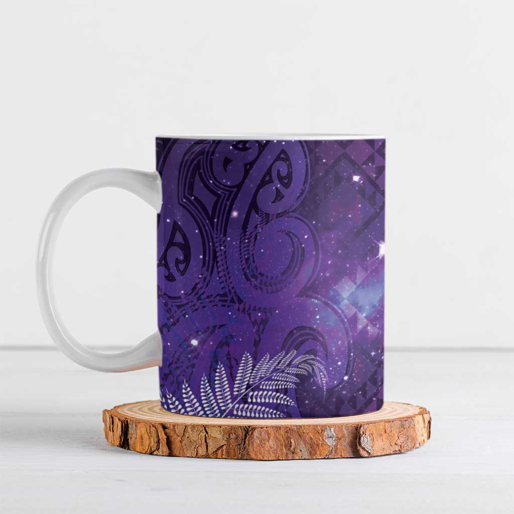 Aotearoa Taniko Matariki Ceramic Mug Cosmic Violet LT7 Purple - Polynesian Pride