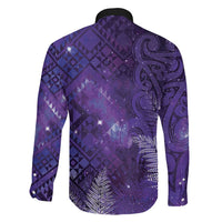 Aotearoa Taniko Matariki Family Matching Off Shoulder Maxi Dress and Hawaiian Shirt Cosmic Violet LT7 - Polynesian Pride