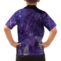 Aotearoa Taniko Matariki Family Matching Off Shoulder Short Dress and Hawaiian Shirt Cosmic Violet LT7 - Polynesian Pride