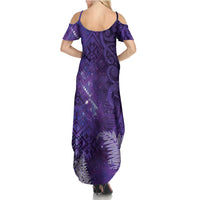Aotearoa Taniko Matariki Family Matching Summer Maxi Dress and Hawaiian Shirt Cosmic Violet LT7 - Polynesian Pride