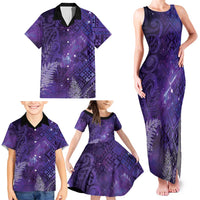Aotearoa Taniko Matariki Family Matching Tank Maxi Dress and Hawaiian Shirt Cosmic Violet LT7 - Polynesian Pride