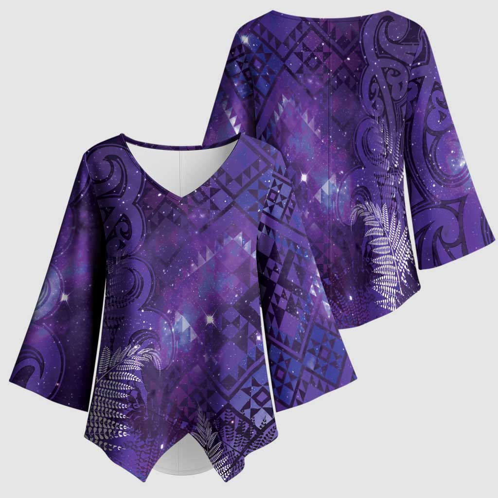 Aotearoa Taniko Matariki Kimono Sleeve Blouse Cosmic Violet