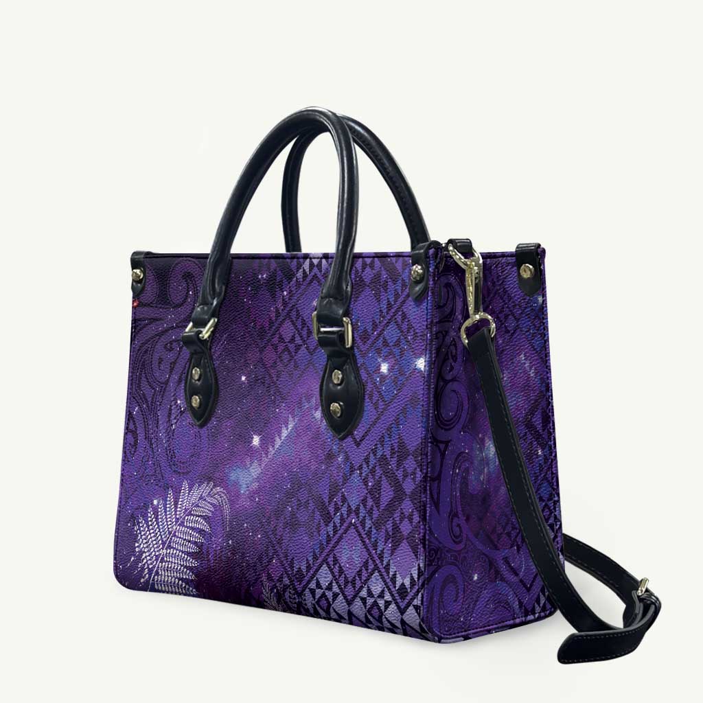 Aotearoa Taniko Matariki Leather Bag Cosmic Violet LT7 Purple - Polynesian Pride