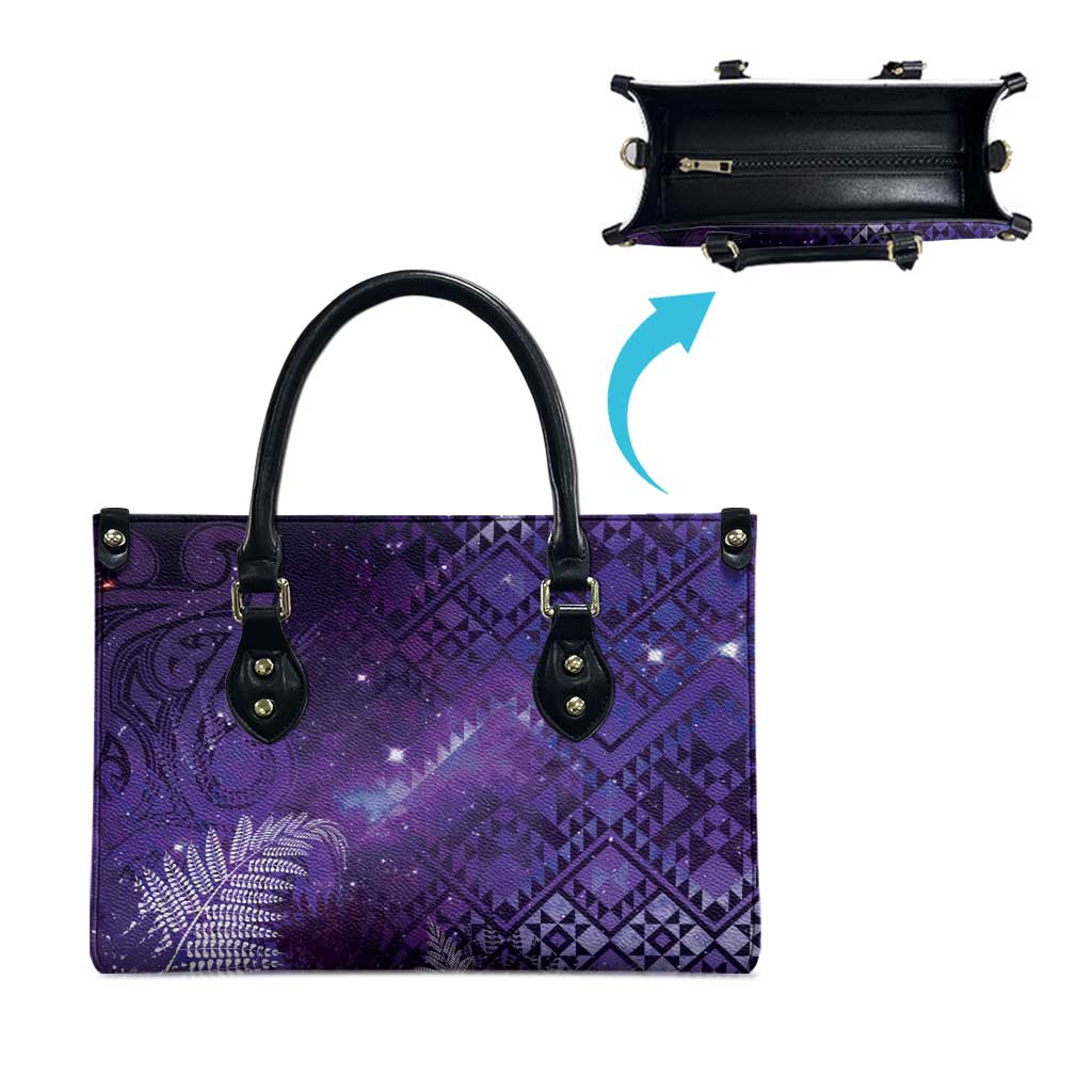 Aotearoa Taniko Matariki Leather Bag Cosmic Violet LT7 - Polynesian Pride