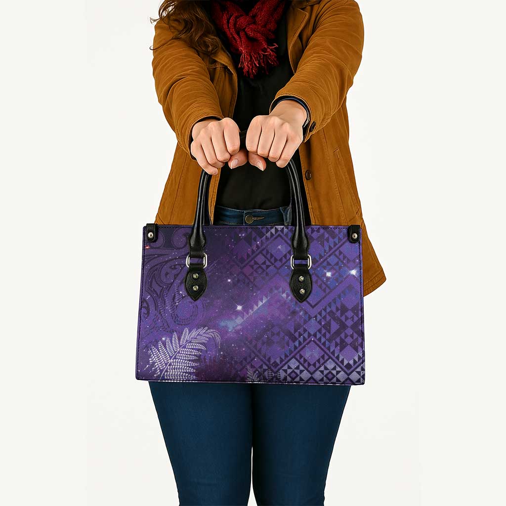 Aotearoa Taniko Matariki Leather Bag Cosmic Violet LT7 - Polynesian Pride