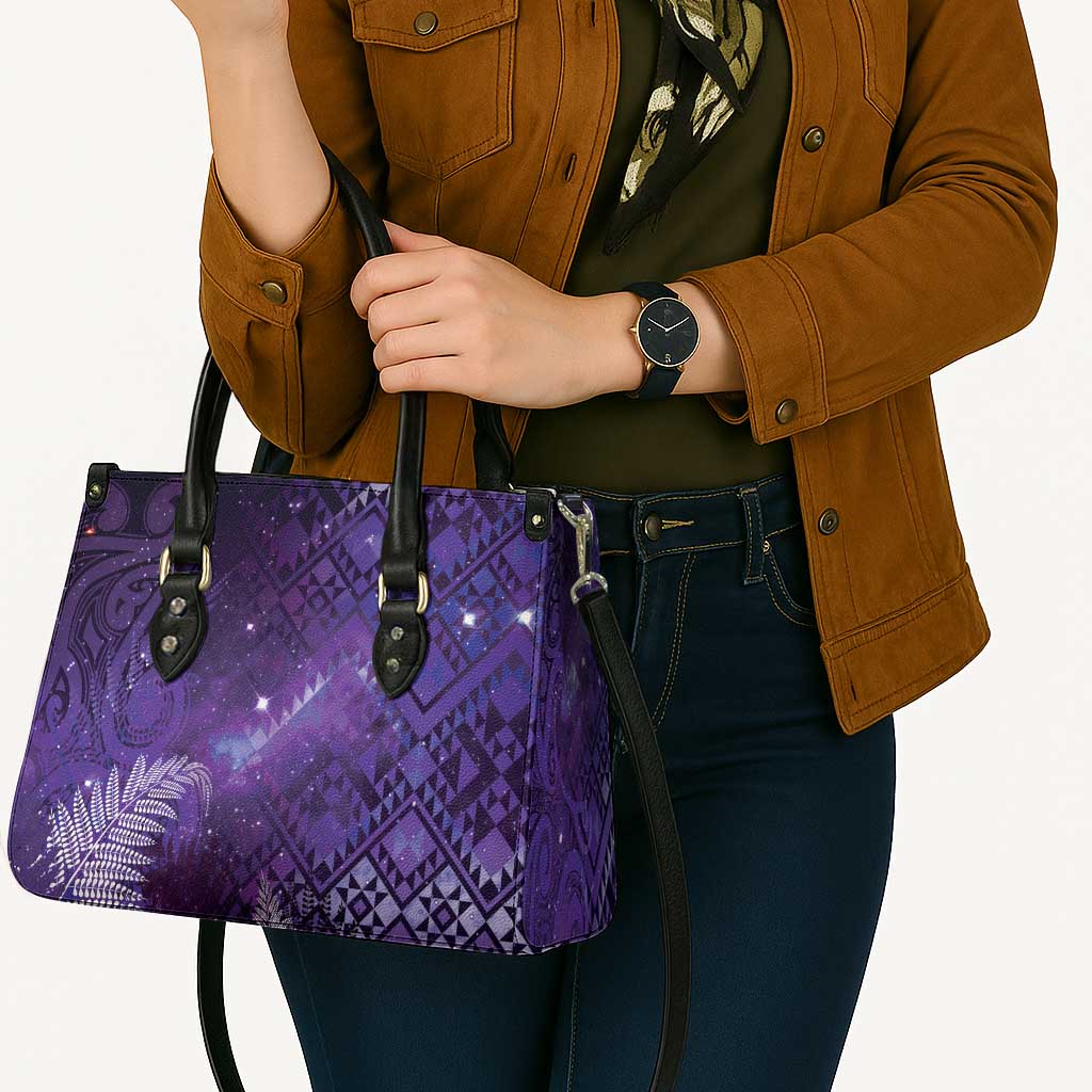 Aotearoa Taniko Matariki Leather Bag Cosmic Violet LT7 - Polynesian Pride