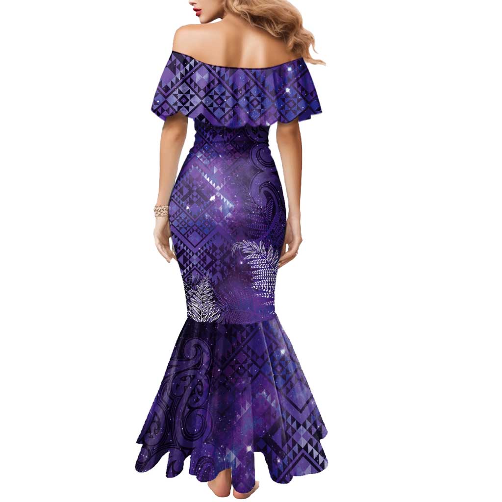 Aotearoa Taniko Matariki Mermaid Dress Cosmic Violet LT7 - Polynesian Pride