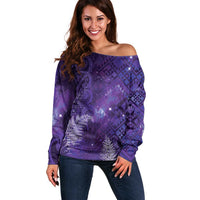 Aotearoa Taniko Matariki Off Shoulder Sweater Cosmic Violet
