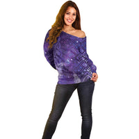 Aotearoa Taniko Matariki Off Shoulder Sweater Cosmic Violet