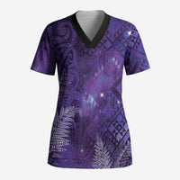 Aotearoa Taniko Matariki Scrub Top Cosmic Violet