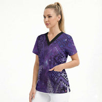 Aotearoa Taniko Matariki Scrub Top Cosmic Violet