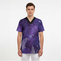 Aotearoa Taniko Matariki Scrub Top Cosmic Violet