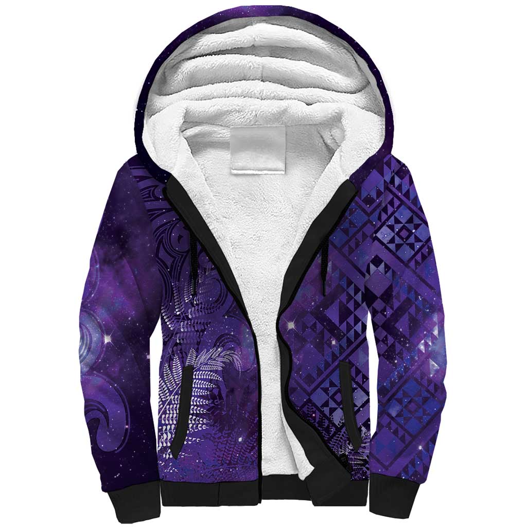 Aotearoa Taniko Matariki Sherpa Hoodie Cosmic Violet LT7 Unisex Purple - Polynesian Pride