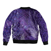 Aotearoa Taniko Matariki Sleeve Zip Bomber Jacket Cosmic Violet