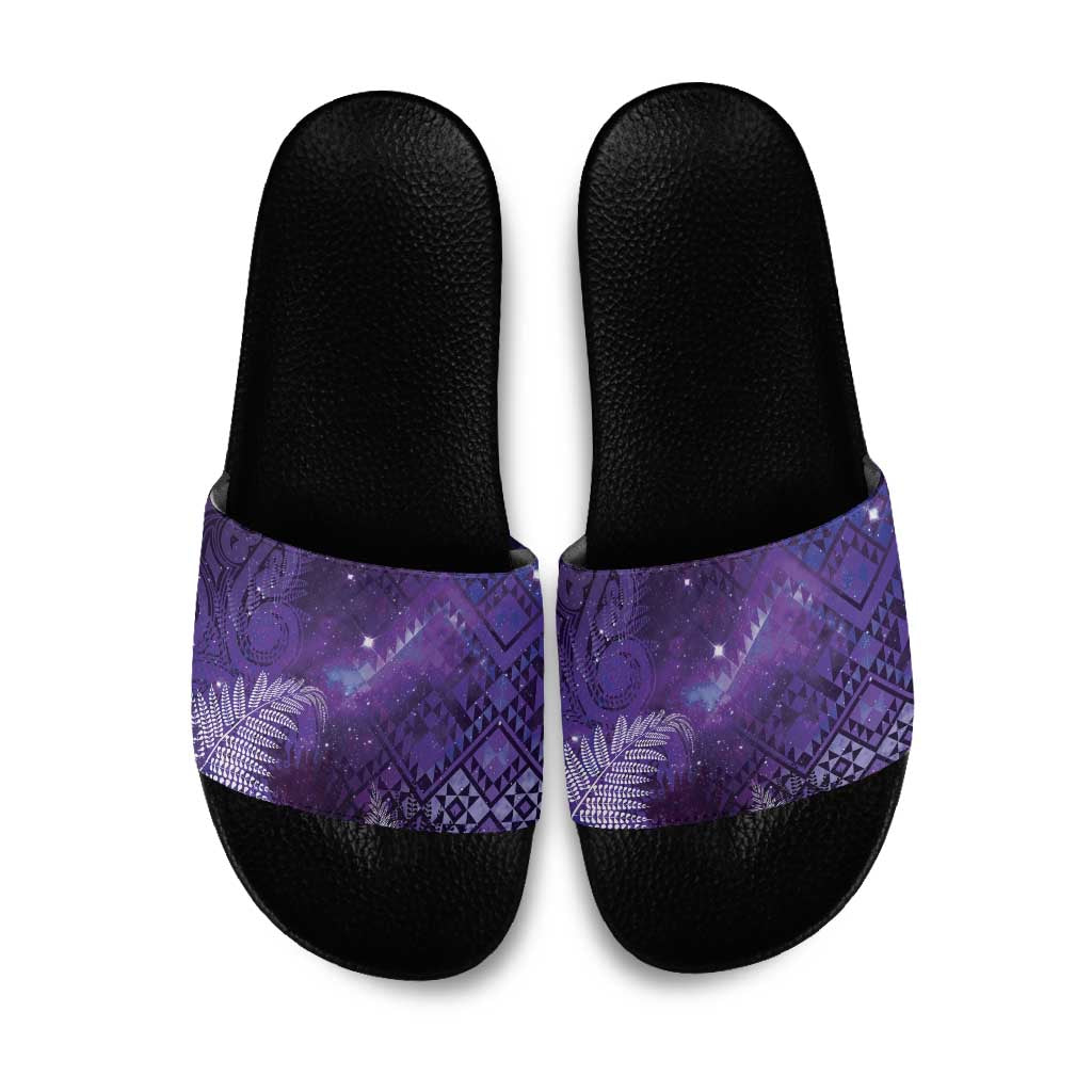 Aotearoa Taniko Matariki Slide Sandals Cosmic Violet