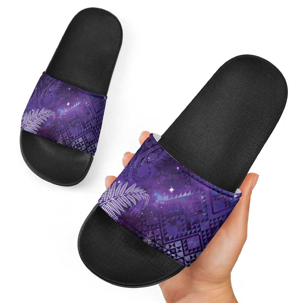 Aotearoa Taniko Matariki Slide Sandals Cosmic Violet