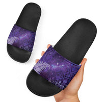 Aotearoa Taniko Matariki Slide Sandals Cosmic Violet