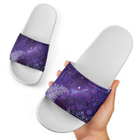 Aotearoa Taniko Matariki Slide Sandals Cosmic Violet