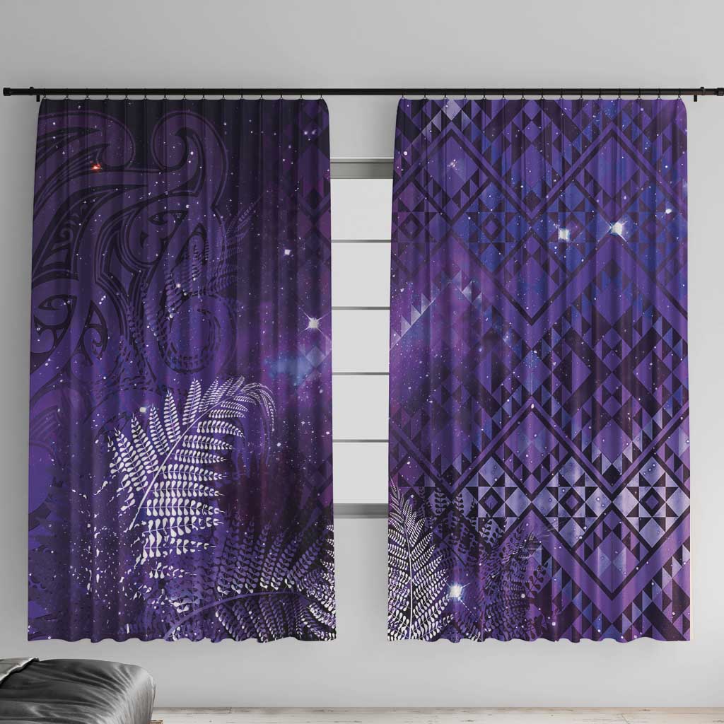 Aotearoa Taniko Matariki Window Curtain Cosmic Violet LT7 With Hooks Purple - Polynesian Pride