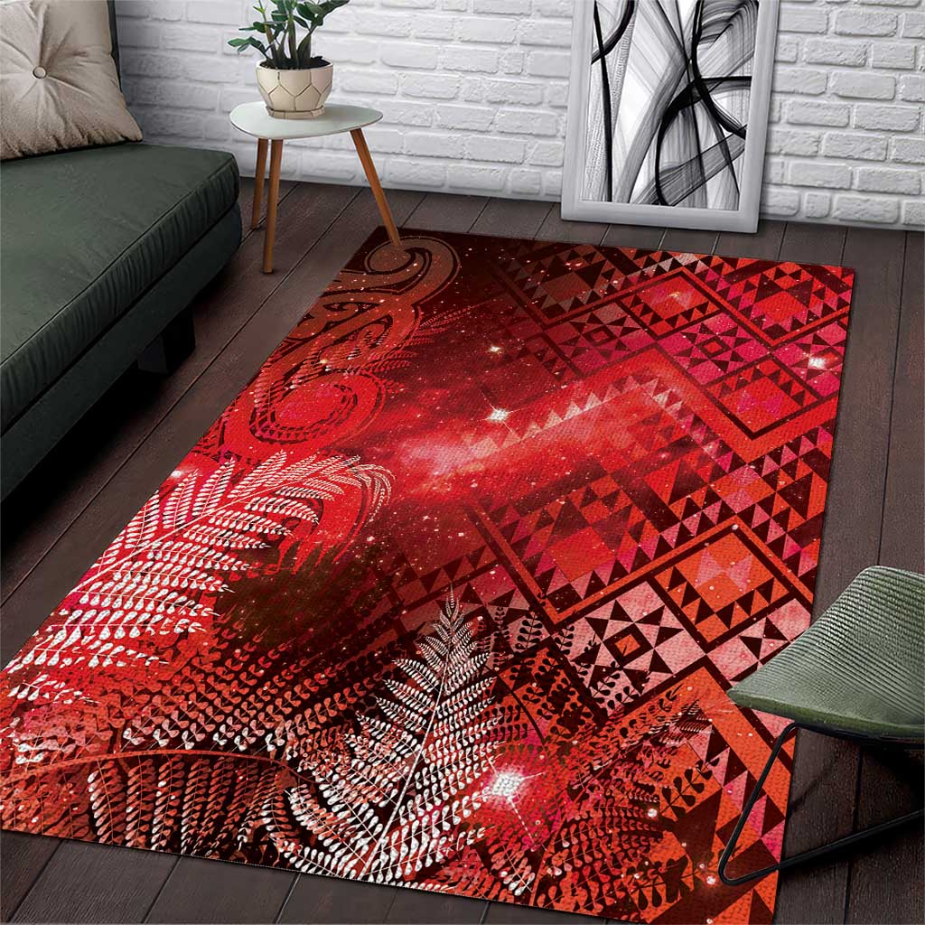 Aotearoa Taniko Matariki Area Rug Cosmic Red LT7 Red - Polynesian Pride