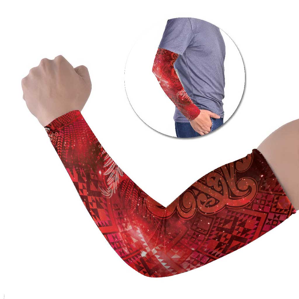 Aotearoa Taniko Matariki Arm Sleeves Cosmic Red