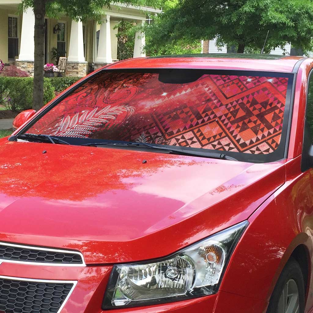 Aotearoa Taniko Matariki Auto Sun Shade Cosmic Red