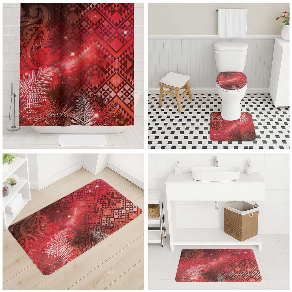 Aotearoa Taniko Matariki Bathroom Set Cosmic Red