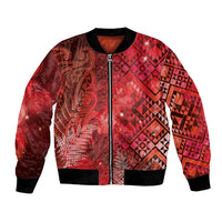 Aotearoa Taniko Matariki Bomber Jacket Cosmic Red