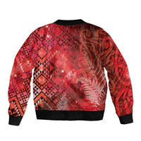 Aotearoa Taniko Matariki Bomber Jacket Cosmic Red
