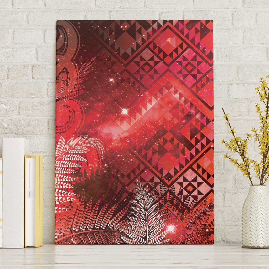 Aotearoa Taniko Matariki Canvas Wall Art Cosmic Red