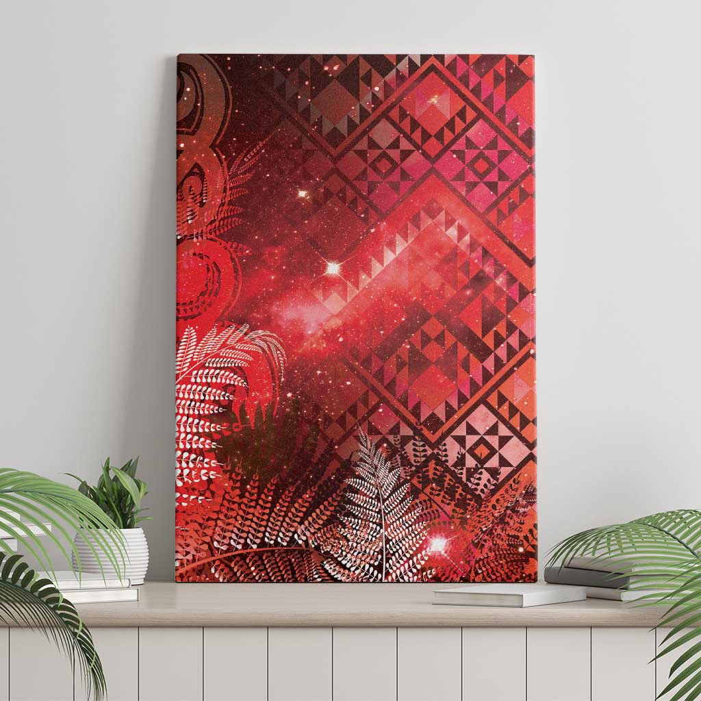 Aotearoa Taniko Matariki Canvas Wall Art Cosmic Red
