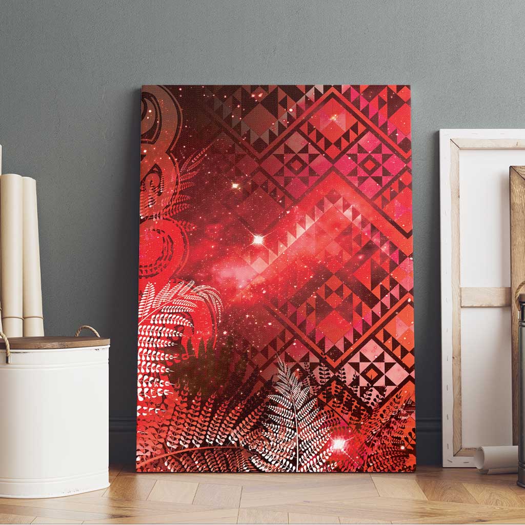 Aotearoa Taniko Matariki Canvas Wall Art Cosmic Red