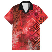 Aotearoa Taniko Matariki Family Matching Off Shoulder Maxi Dress and Hawaiian Shirt Cosmic Red