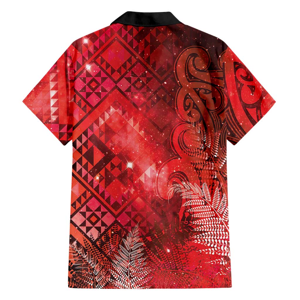 Aotearoa Taniko Matariki Family Matching Puletasi and Hawaiian Shirt Cosmic Red LT7 - Polynesian Pride