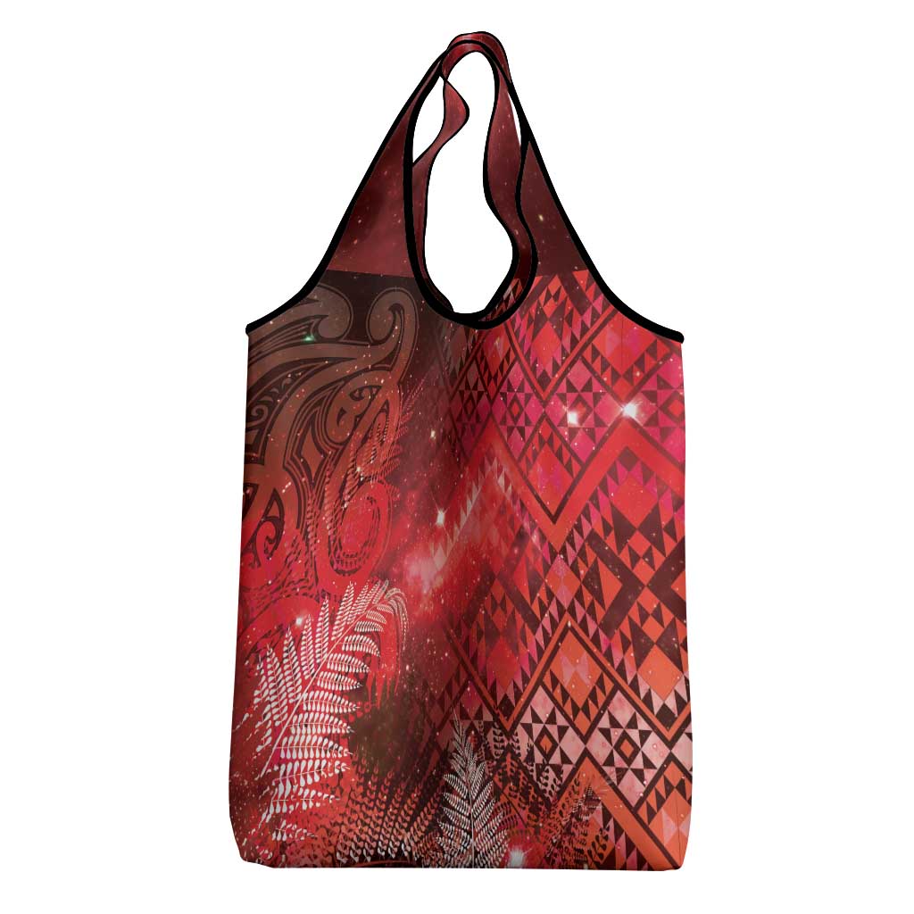 Aotearoa Taniko Matariki Grocery Bag Cosmic Red