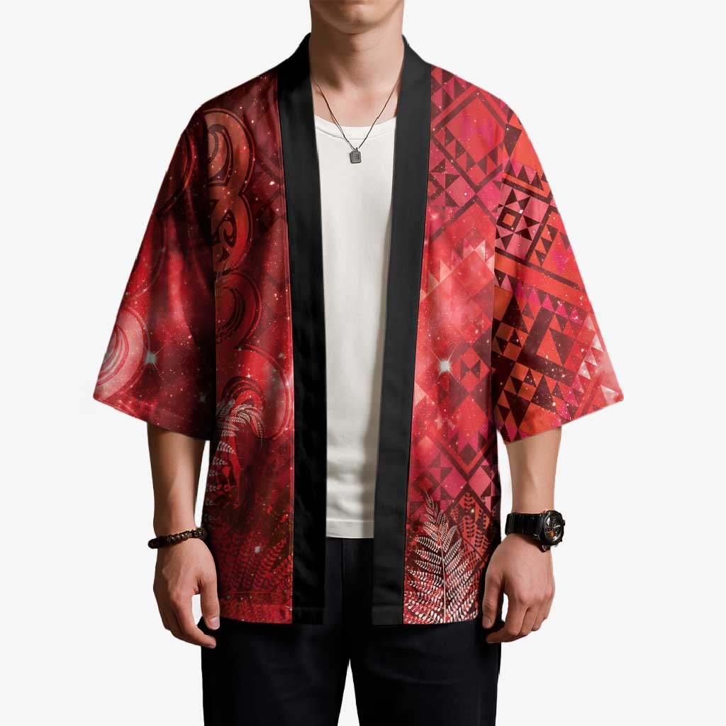 Aotearoa Taniko Matariki Kimono Cosmic Red LT7 - Polynesian Pride