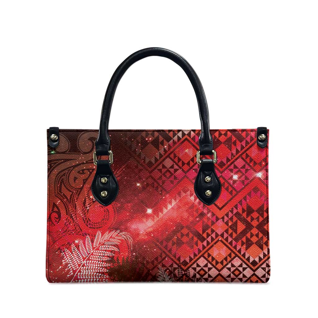 Aotearoa Taniko Matariki Leather Bag Cosmic Red