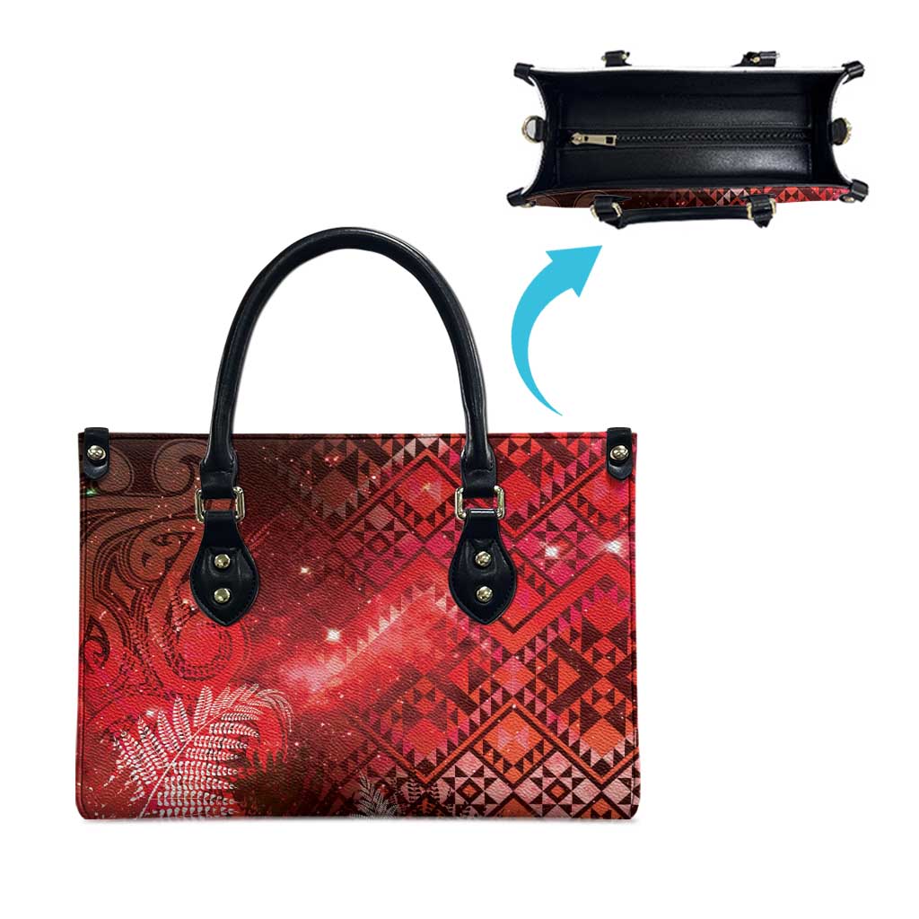 Aotearoa Taniko Matariki Leather Bag Cosmic Red