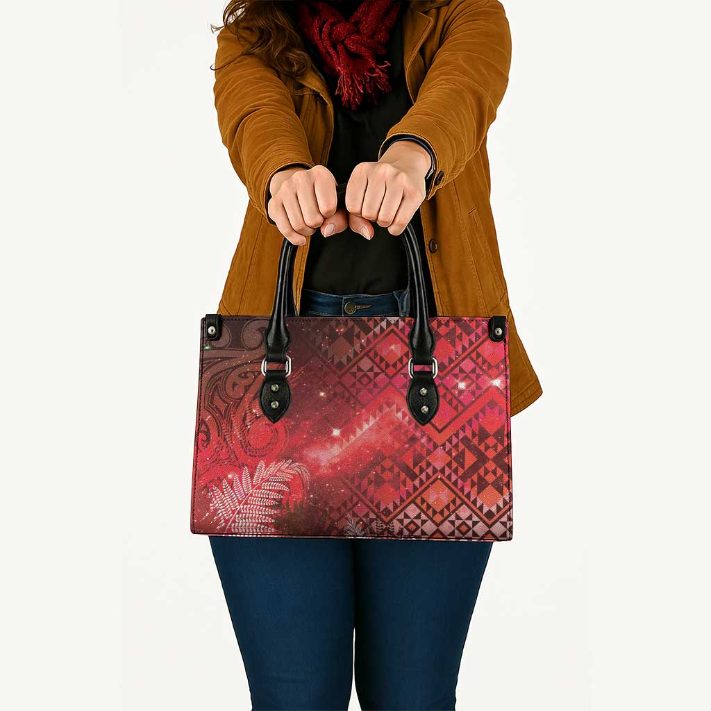 Aotearoa Taniko Matariki Leather Bag Cosmic Red