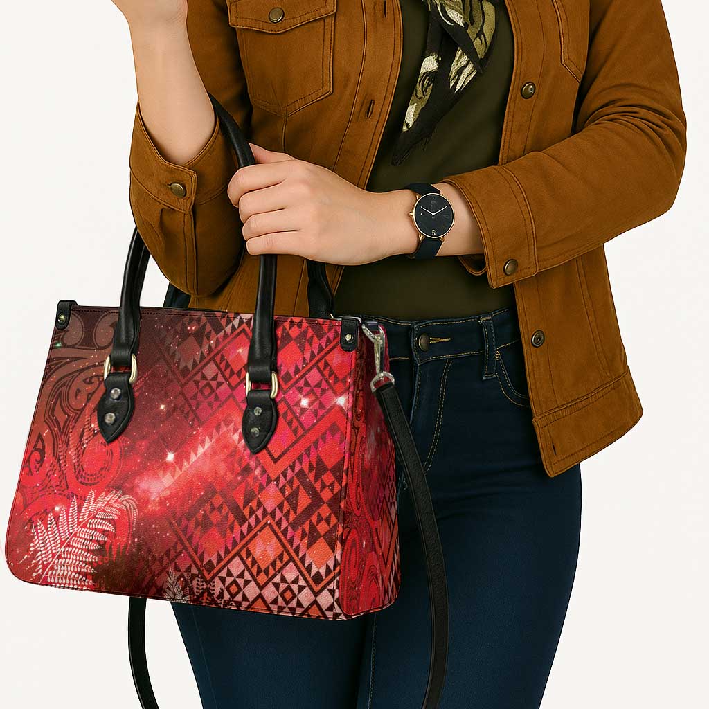 Aotearoa Taniko Matariki Leather Bag Cosmic Red