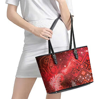 Aotearoa Taniko Matariki Leather Tote Bag Cosmic Red