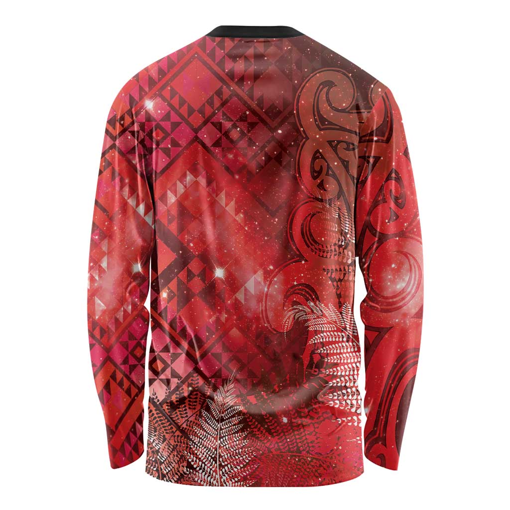 Aotearoa Taniko Matariki Long Sleeve Shirt Cosmic Red