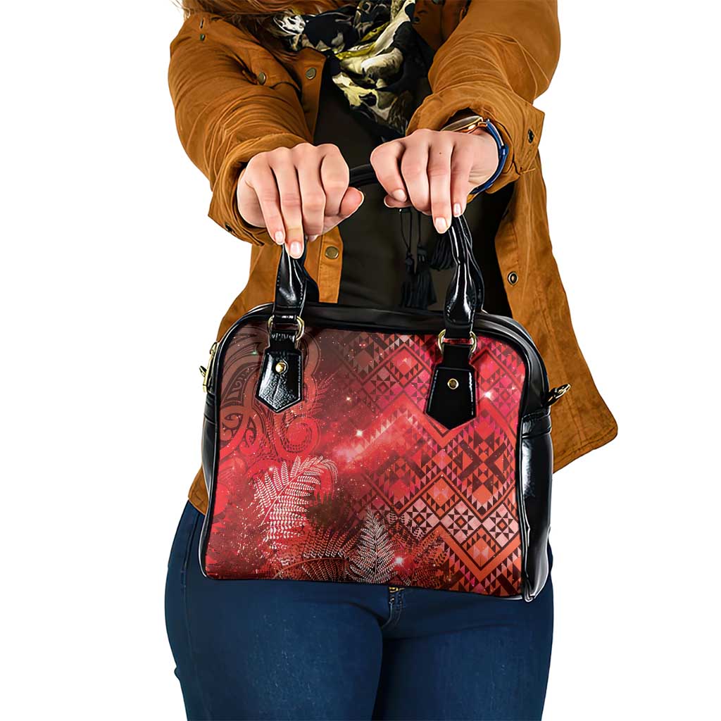 Aotearoa Taniko Matariki Shoulder Handbag Cosmic Red LT7 One Size Red - Polynesian Pride