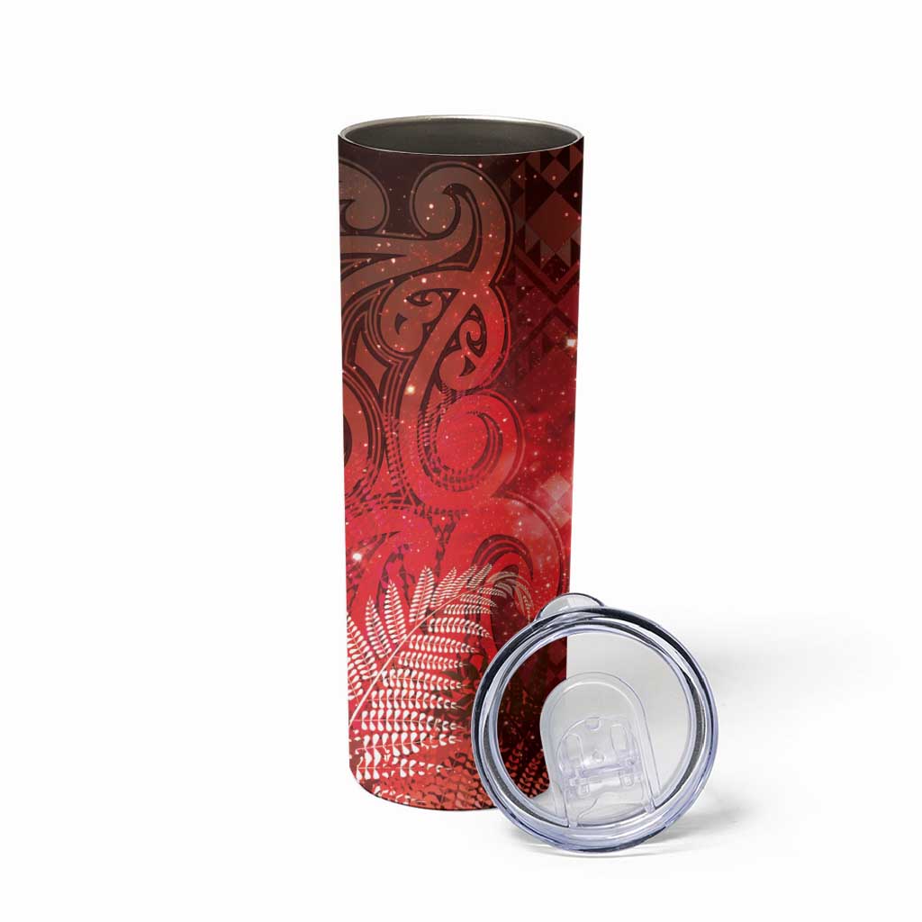 Aotearoa Taniko Matariki Skinny Tumbler Cosmic Red LT7 - Polynesian Pride