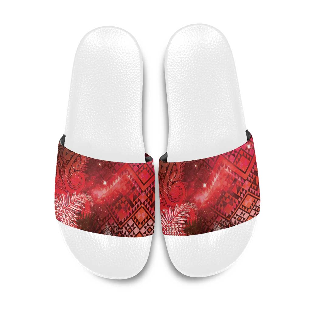 Aotearoa Taniko Matariki Slide Sandals Cosmic Red