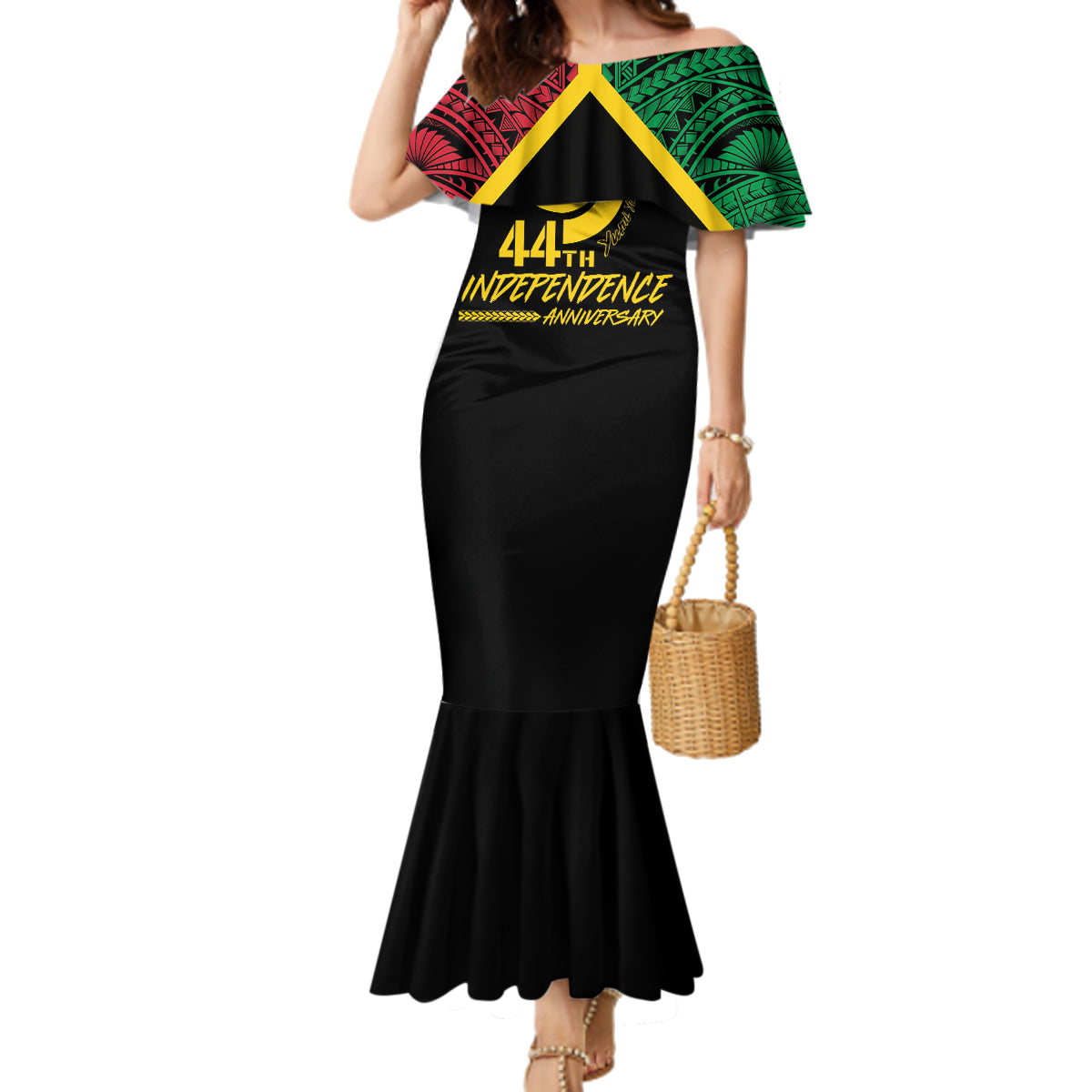 Vanuatu 44th Independence Anniversary Family Matching Mermaid Dress and Hawaiian Shirt LT7 Mom's Dress Colorful - Polynesian Pride
