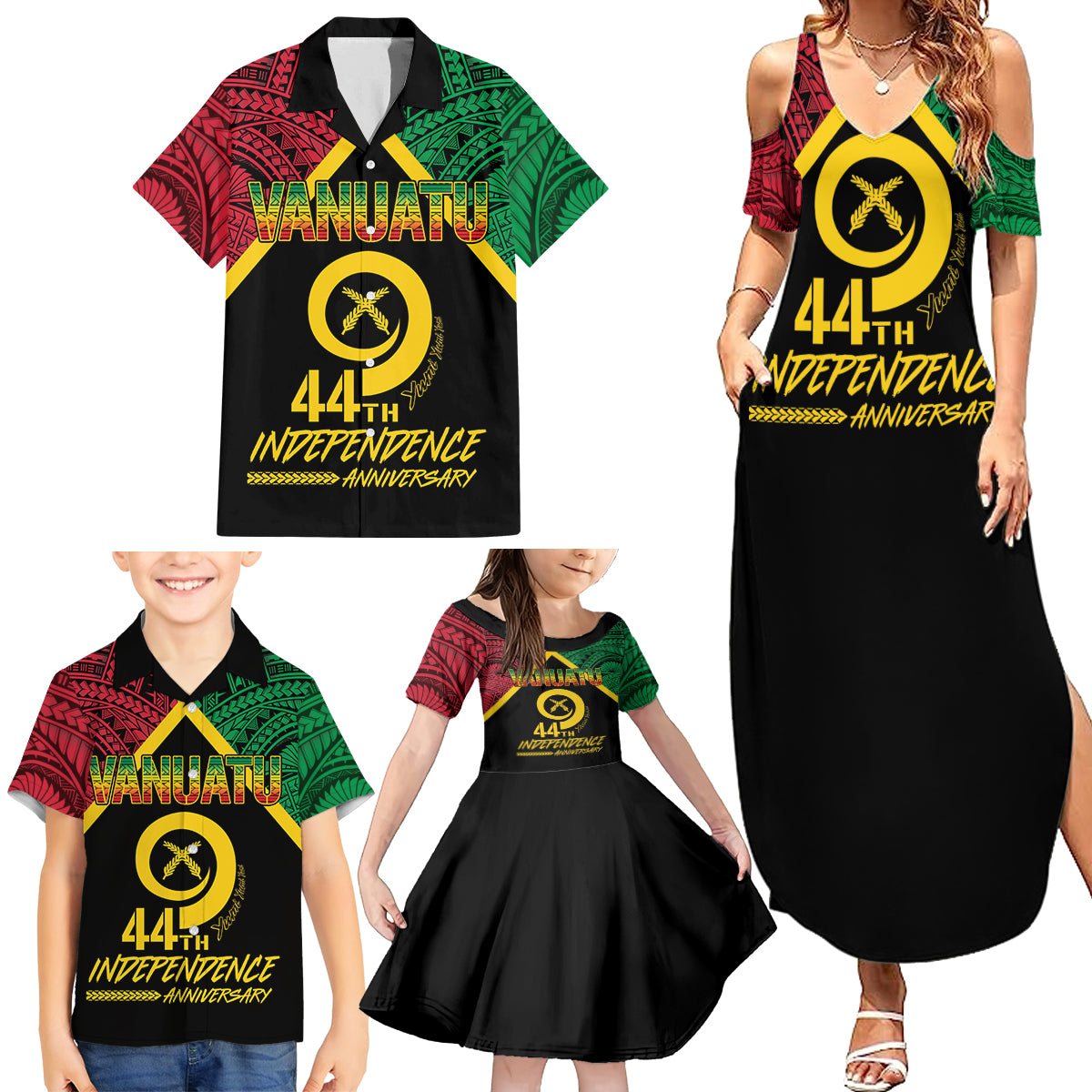 Vanuatu 44th Independence Anniversary Family Matching Summer Maxi Dress and Hawaiian Shirt LT7 - Polynesian Pride