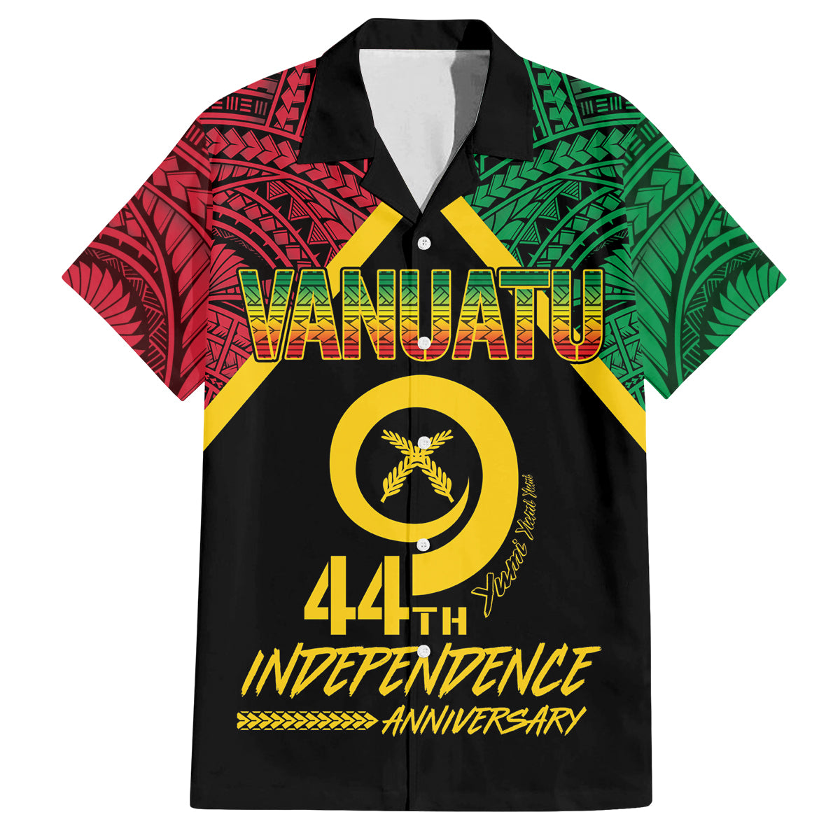 Vanuatu 44th Independence Anniversary Family Matching Tank Maxi Dress and Hawaiian Shirt LT7 Dad's Shirt - Short Sleeve Colorful - Polynesian Pride
